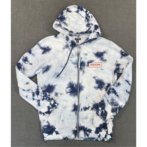 True Religion Hoodie Men M Blue Tie Dye Zip Up Streetwear Lounge Core Y2K Style‎